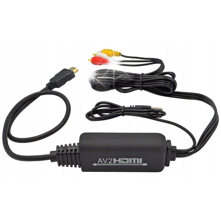 Convertor AV RCA la HDMI WireWay WW411016, 2m, 1080p, negru