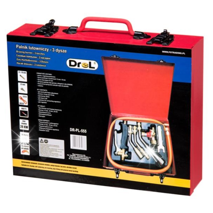 Set pentru sudare Drel, 7 piese, temperatura flacarii 1850°C, 3m furtun, metalic
