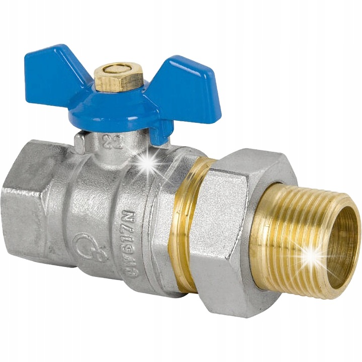 Сферичен кран Diamond, 1" GW/GZ, 30 BAR, със синя ръкохватка, 103.5мм