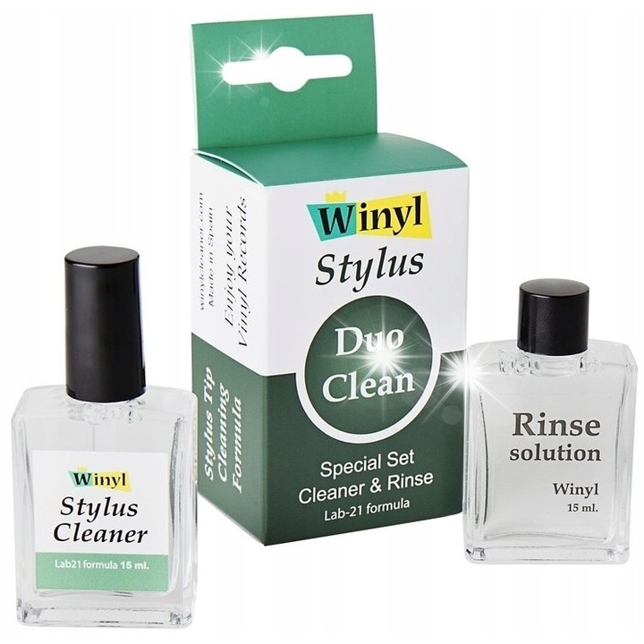 Set de curatare pentru ac gramofon, Winyl, Stylus Duo Clean, 2 solutii, 15ml fiecare