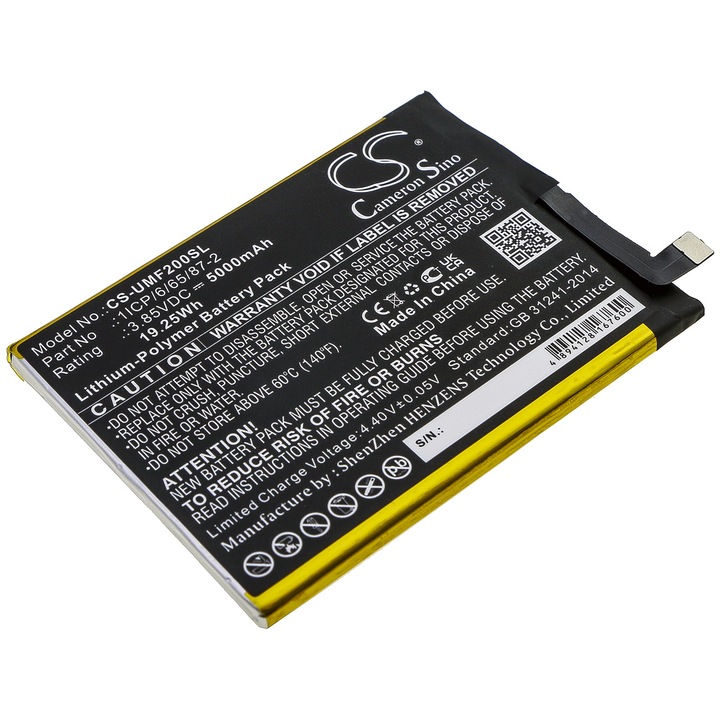 Cameron Sino 5000mAh Li-Polymer Fekete Mobil Akkumulátor 87x65x4.7mm