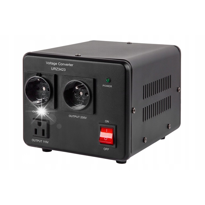 Transformator de alimentare Kemot 1600W 230/115V, metalic, dimensiuni 24x17x15cm, protectie la suprasarcina si scurtcircuit