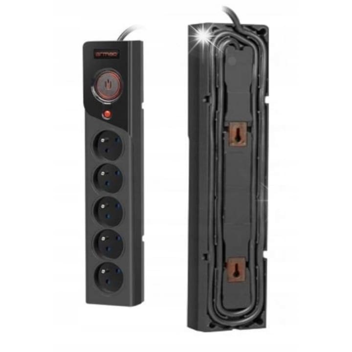 Разклонител ARCON Z5, 5 гнезда, 3м, 2500W, черен