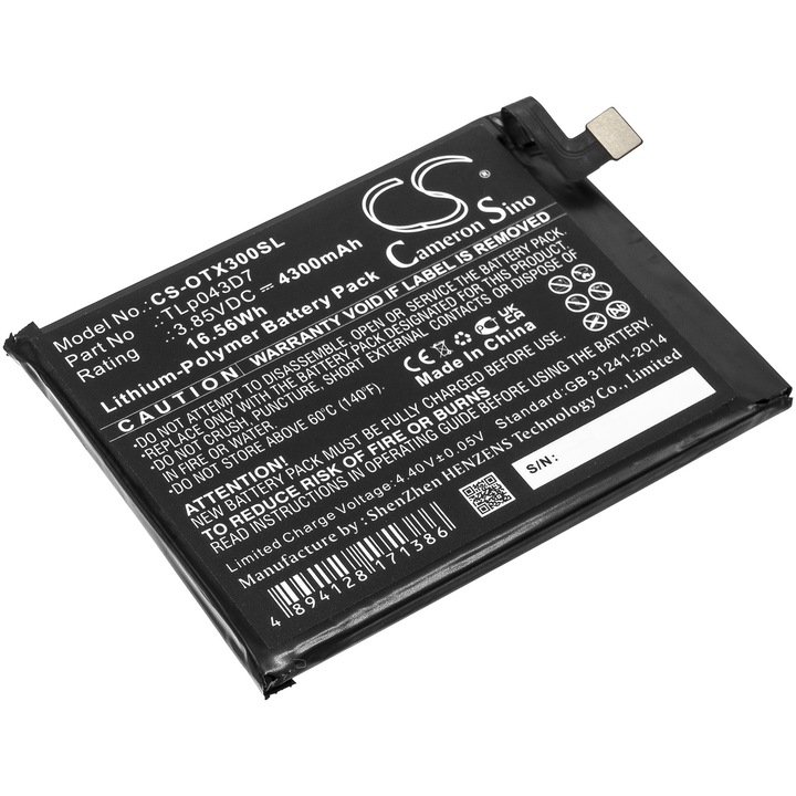 Cameron Sino mobil akkumulátor, CS-OTX300SL, 4300mAh, Li-Polymer, Fekete, 75.15x59.60x5.32mm