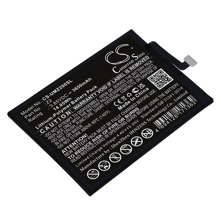Cameron Sino Li-Polymer 3650mAh mobil akkumulátor, fekete, 84x62.35x4.5mm