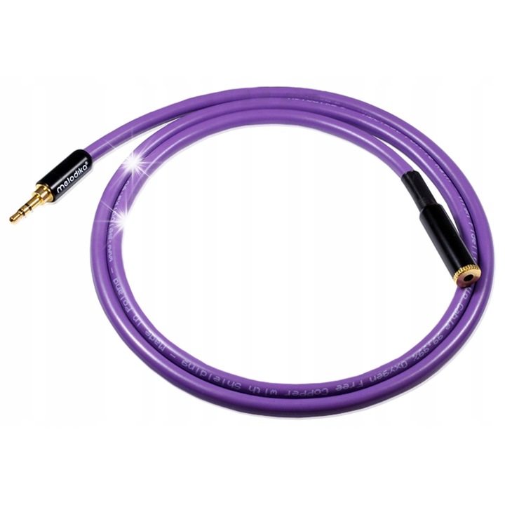 Prelungitor audio Melodika Purple Rain MDPMJ100 Jack 3.5mm stereo, 10m, Fiolet, 24k aur