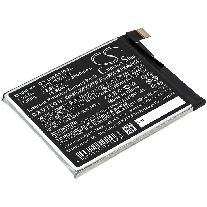 Cameron Sino CS-UMA110SL Li-Polymer 3000mAh mobil akkumulátor, fekete, 70.62x56.30x4.30mm