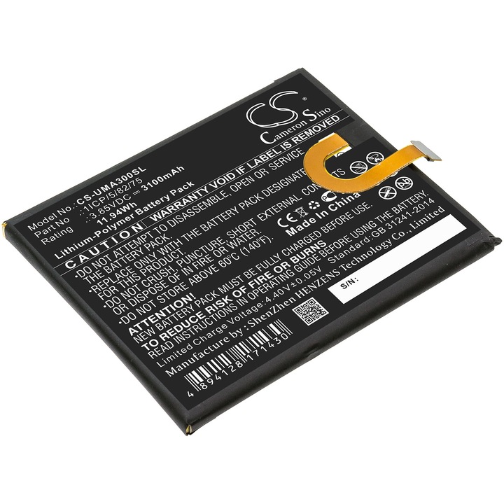 Cameron Sino CS-UMA300SL Li-Polymer 3100mAh mobil akkumulátor, fekete, 75.30x61.60x4.62mm