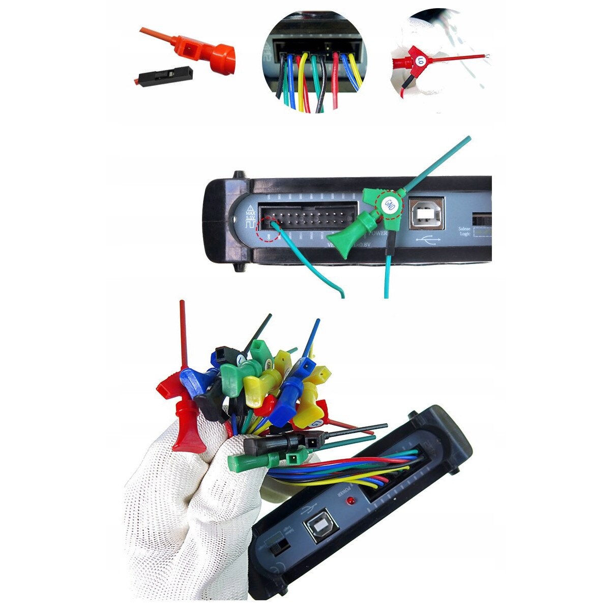 Cabluri Plastic Colorate Set cabluri de masurare pentru Arduino, 10 carlige colorate, 10 fire ...