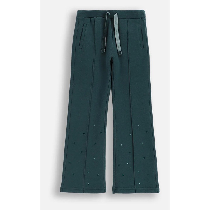 Coccodrillo zöld, dekoratív részletekkel ellátott, pamut tréningnadrág lányoknak