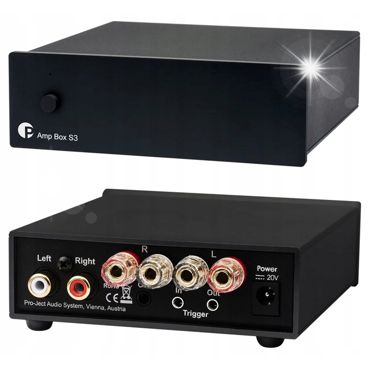 Pro-Ject Amp Box S3 sztereó erősítő, 2x40W, fekete, 103x36x118mm