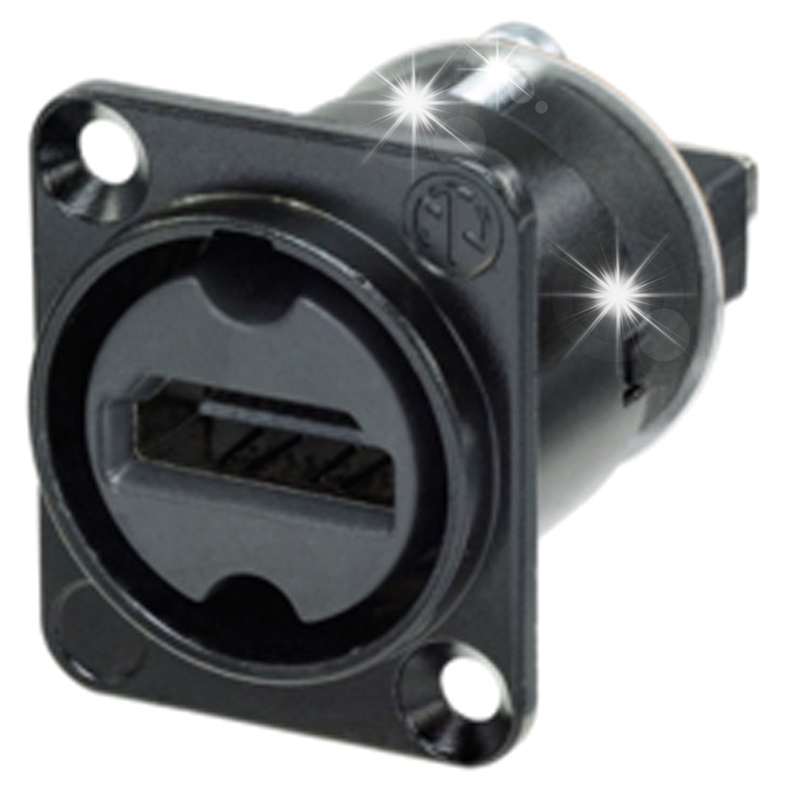 HDMI 2.0 конектор Neutrik NAHDMI-W-B, 19 пина, монтаж тип D, 24 мм, черен