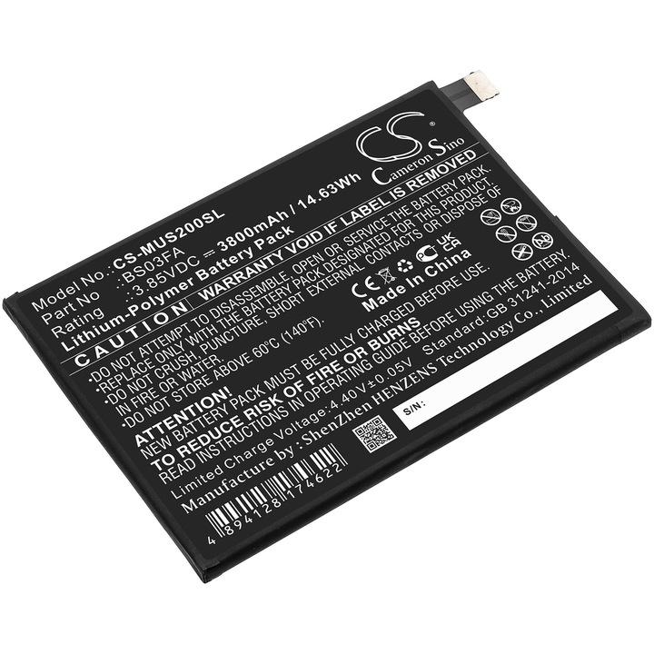 Baterie mobilă Cameron Sino Li-Polymer 3800mAh, negru, 86x62.1x4.1mm
