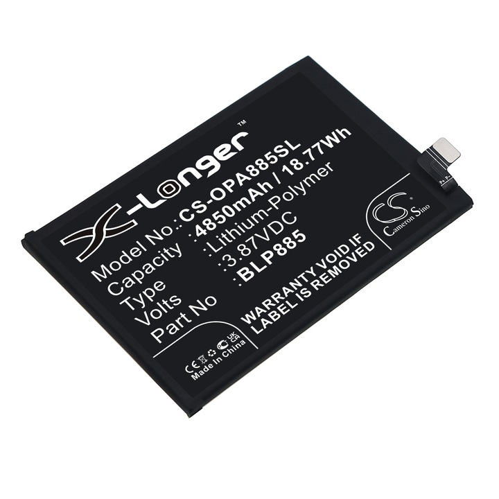 Cameron Sino CS-OPA885SL mobil akkumulátor Li-Polymer 4850mAh, Fekete, 94.60x65.50x4.40mm