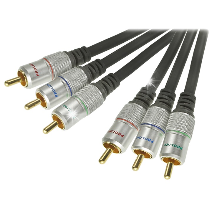 Видео кабел Prolink TCV5250 3xRCA компонентен 10м, с OFC медна сърцевина, позлатени конектори