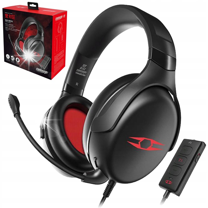 Casti gaming, Takstar, Liberty Gamer RISE, sunet virtual 7.1, microfon detasabil, negru, 255g