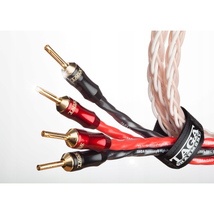 Cabluri de difuzor Taga Harmony PLATINUM-18-8C, set 2 x 2.5m, 8 x 1.2mm, cu conectori banana aurii