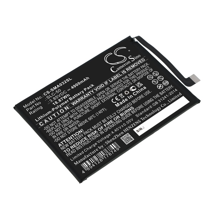 Cameron Sino CS-SMA032SL Li-Polymer 4900mAh mobil akkumulátor, Fekete, 86.90x63.15x5.15mm
