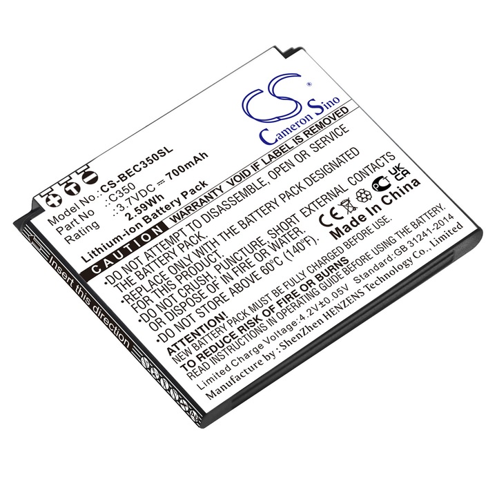 Cameron Sino mobil akkumulátor, CS-BEC350SL, Li-ion 700mAh, fekete, 40.15x48.90x4.80mm