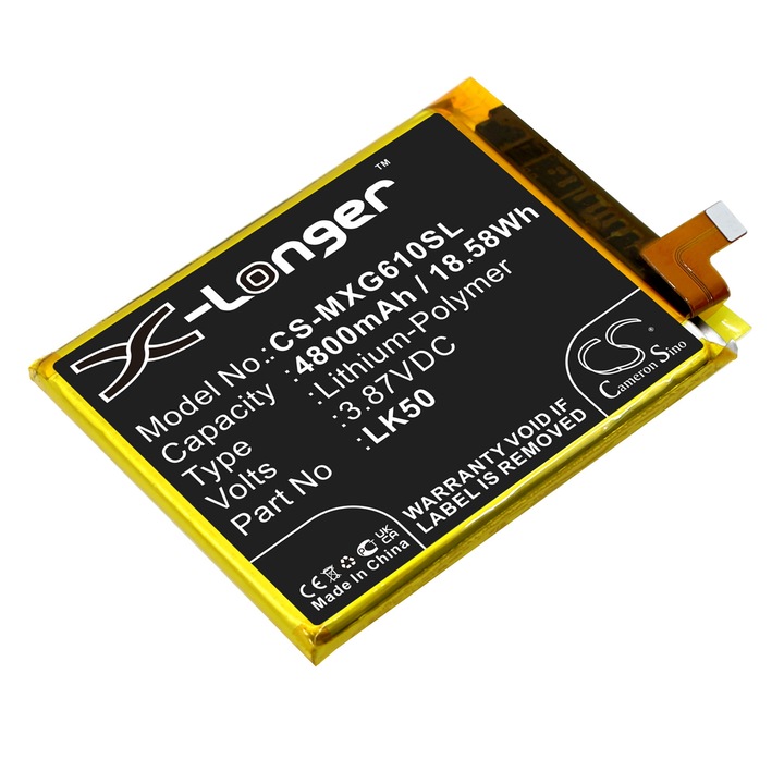 Cameron Sino CS-MXG610SL Li-Polymer 4800mAh mobil akkumulátor, Fekete, 86.40x65.50x5.10mm