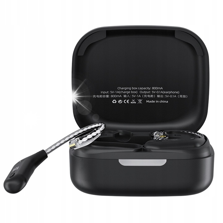 Adaptor Bluetooth 5.2 KZ AZ09 pentru casti 2 pin C, 15m, 6 ore, cu etui de incarcare