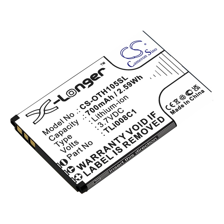 Cameron Sino CS-OTH105SL mobil akkumulátor Li-ion 700mAh, Fekete, 53.20x34.00x4.70mm