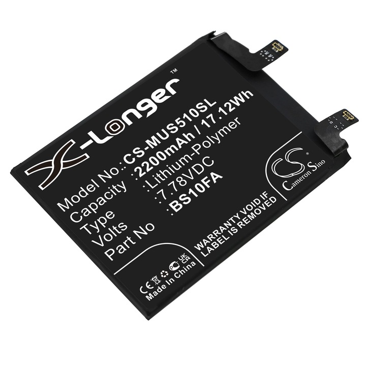 Cameron Sino CS-MUS510SL mobil akkumulátor 2200mAh, Li-Polymer, Fekete, 81.90x63.30x6.00mm