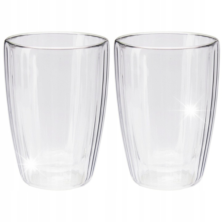 Set 2 pahare termice Koopman 320ml, cu perete dublu, pentru cafea si ceai