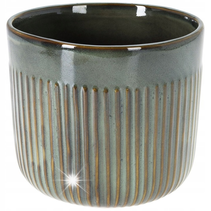 Ghiveci ceramic, Progarden, 17x17x15,5cm, verde, decorativ