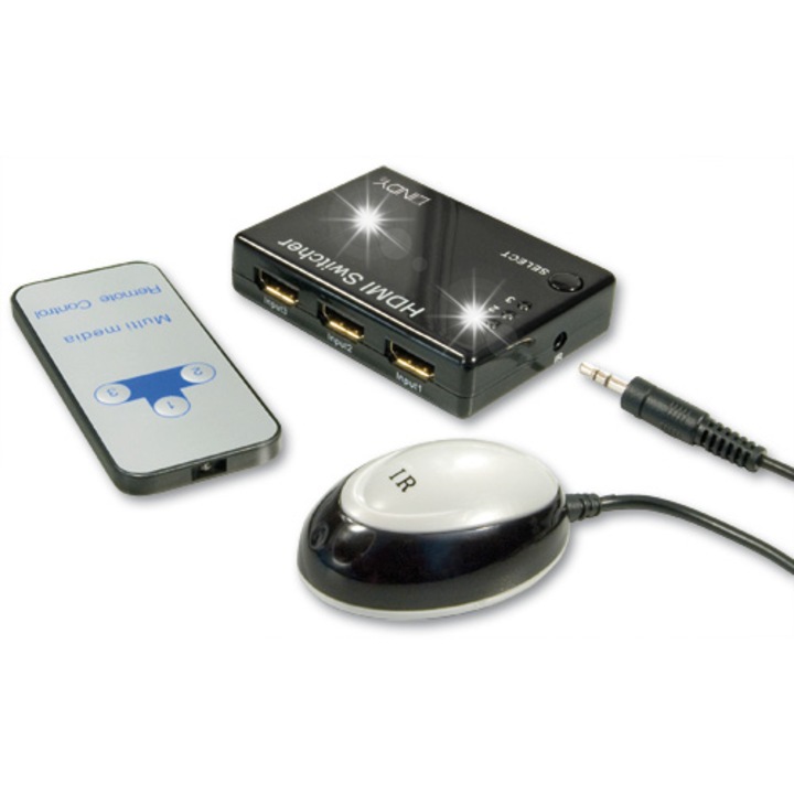 Switch HDMI 3-1, Lindy, 1080p, cu telecomanda