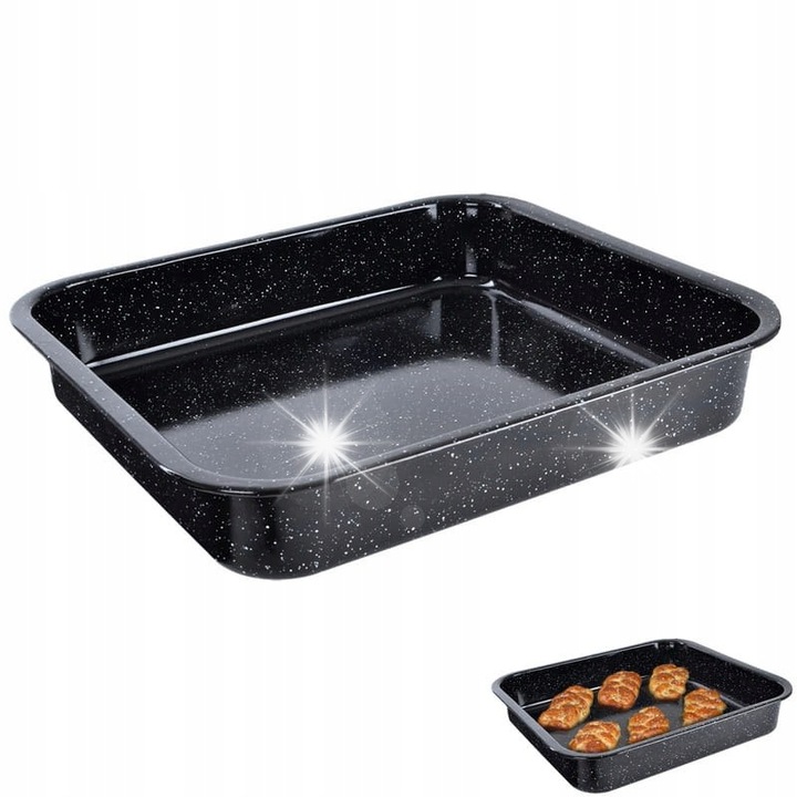 Тава за печене Orion, емайлирана, 41,5x36,5x7см, вместимост 8L, черна