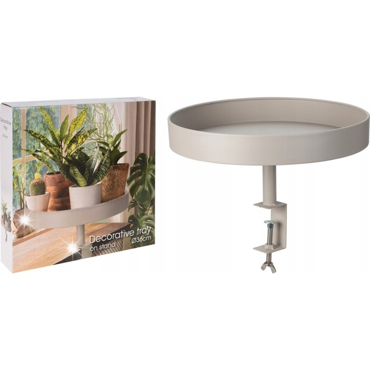 Taca metalica pentru flori Lumarko, 36cm, cu surub de prindere, design minimalist, rezistent la intemperii