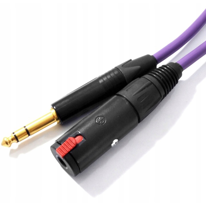 Jack 6,3mm sztereó hosszabbító Melodika Purple Rain, 1,5m, lila