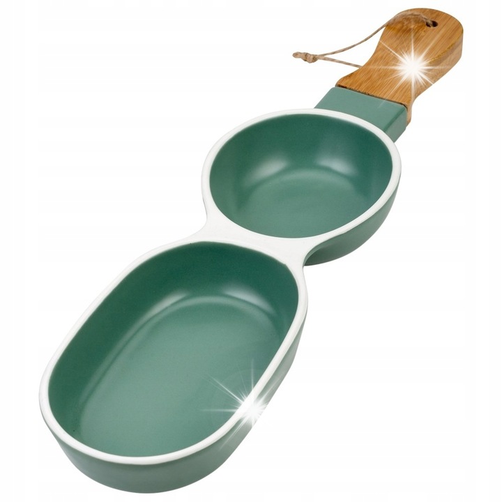 Farfurie din portelan cu maner, NAVA, verde, 39x10x4,5cm, set pentru servirea gustarilor