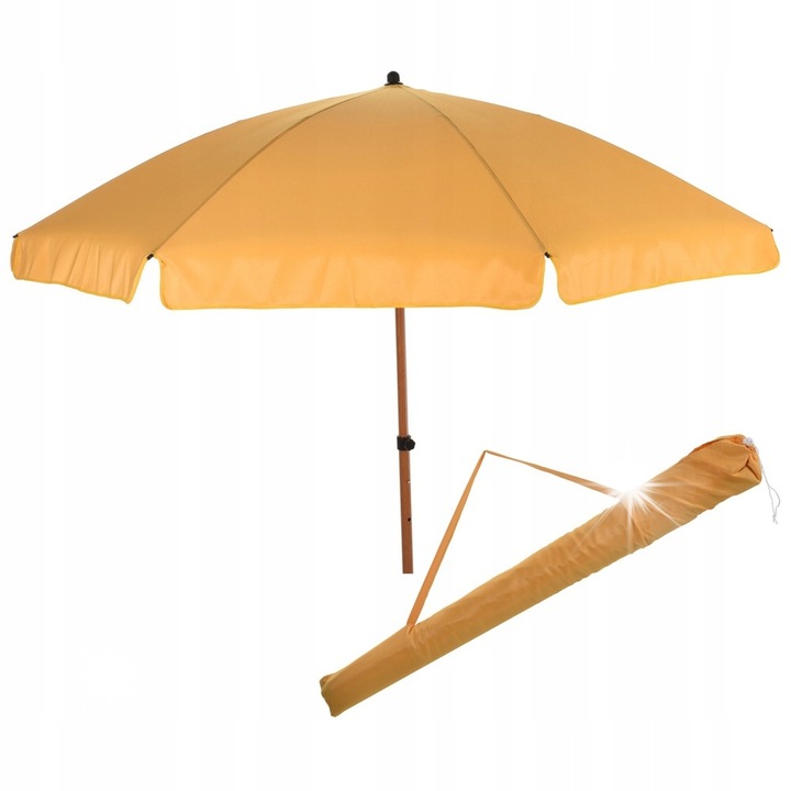 Градински чадър Koopman, 200см, жълт, регулируем, водоустойчив, стоманена конструкция