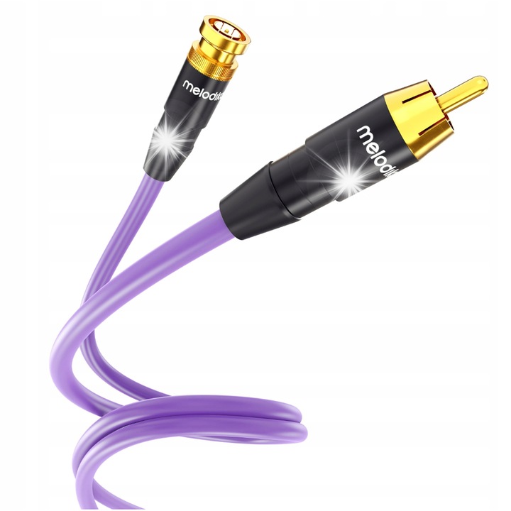 RCA - BNC кабел Melodika Purple Rain, 0.5m, Fiolet, OFC 99.99%