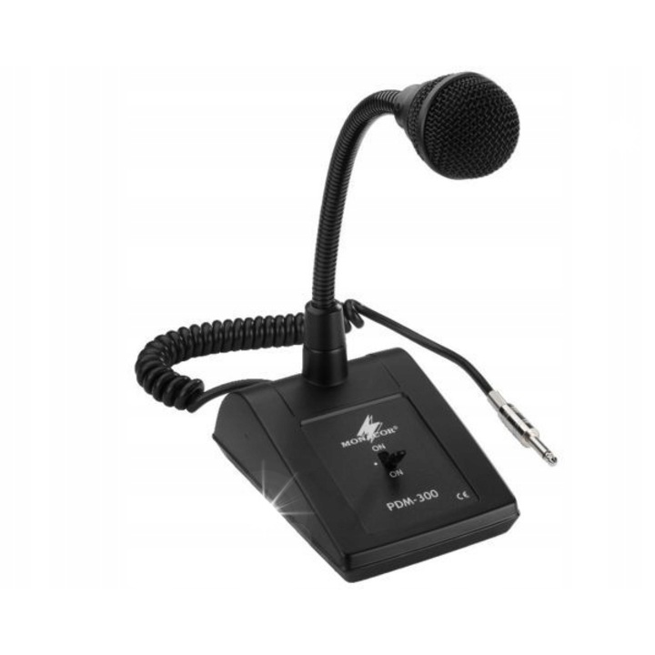 Microfon pulpitowy Monacor PDM-300, dinamic, caracteristica cardioida, cablu spiralat 1m, 120x60x160mm