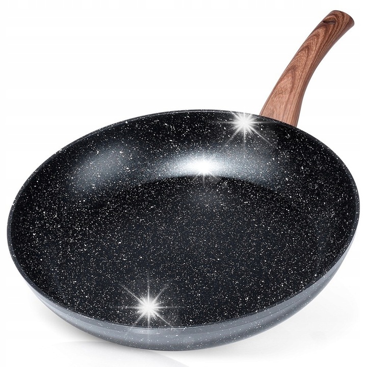 Tigaie granit 32 cm, Vilde, neagra, pentru toate tipurile de plite