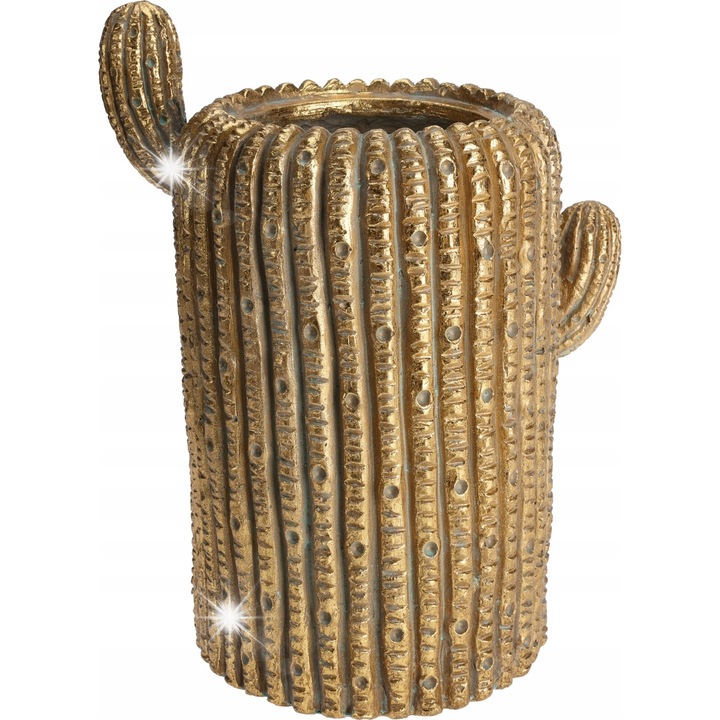 Oslonka pentru plante Kaktus, Mondex, 28,5x20,5x34,5cm, aurie