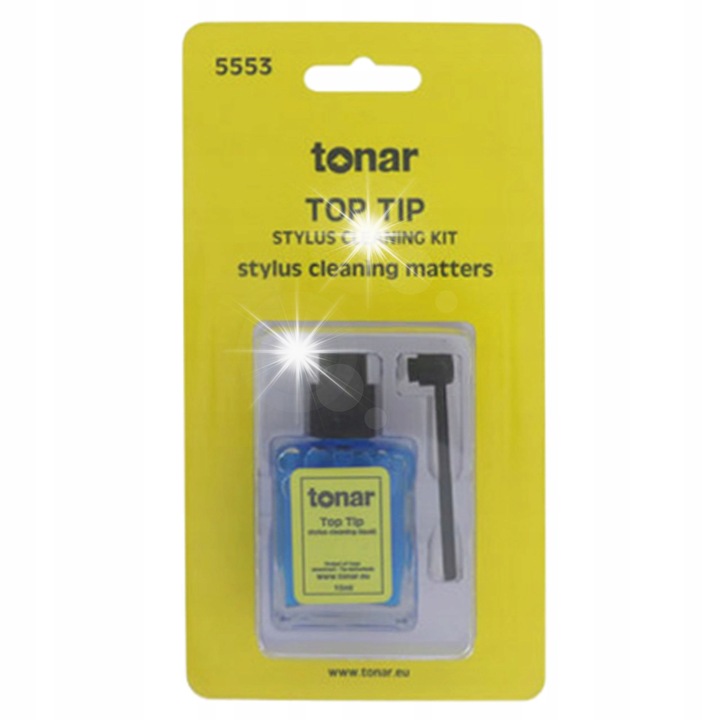 Set de curatare ac gramofon, Tonar Top Tip 5553, solutie fara alcool 15ml, perie din fibra de carbon