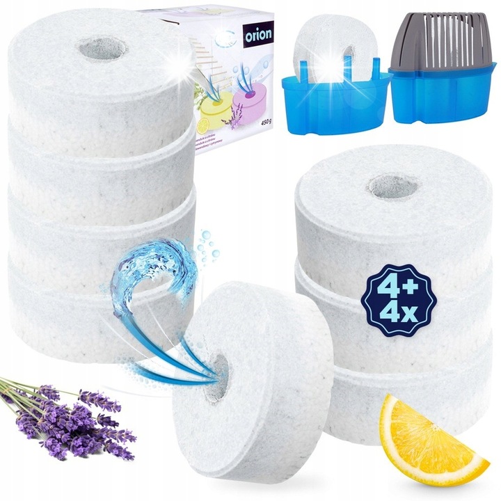 Комплект 8x таблетки абсорбатор на влага, Orion, лавандула и цитруси, 450гр, 10x10x3,8см