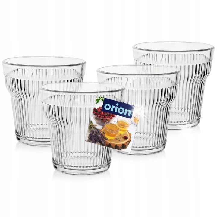 Set 4 pahare reutilizabile transparente Orion, 350ml, 9x9x9cm