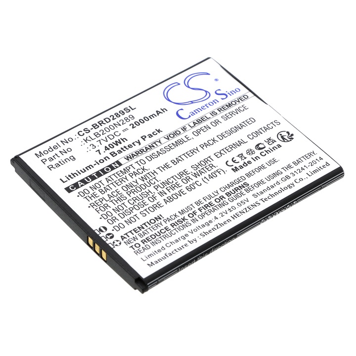 Li-ion mobil akkumulátor 2000mAh, Cameron Sino, Fekete, 70.18x60.00x4.67mm