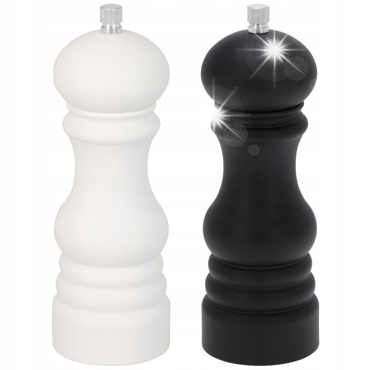 Set 2 Mlynki condimente, Orion, alb si negru, 17,5x6cm