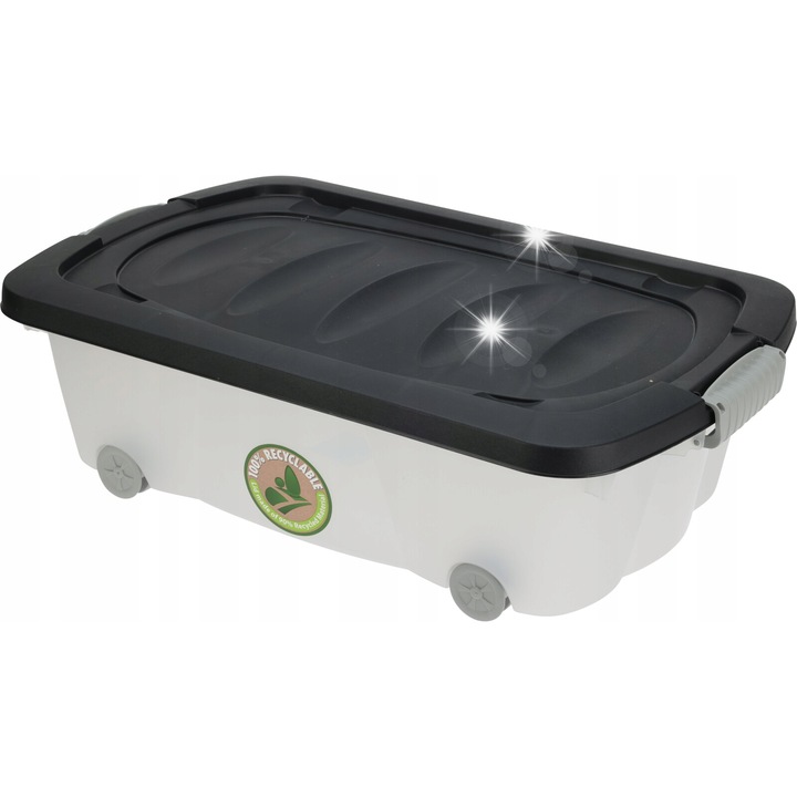 Cutie de depozitare Orion, 24L, transparenta, 60x38x17,5cm, cu capac si roti