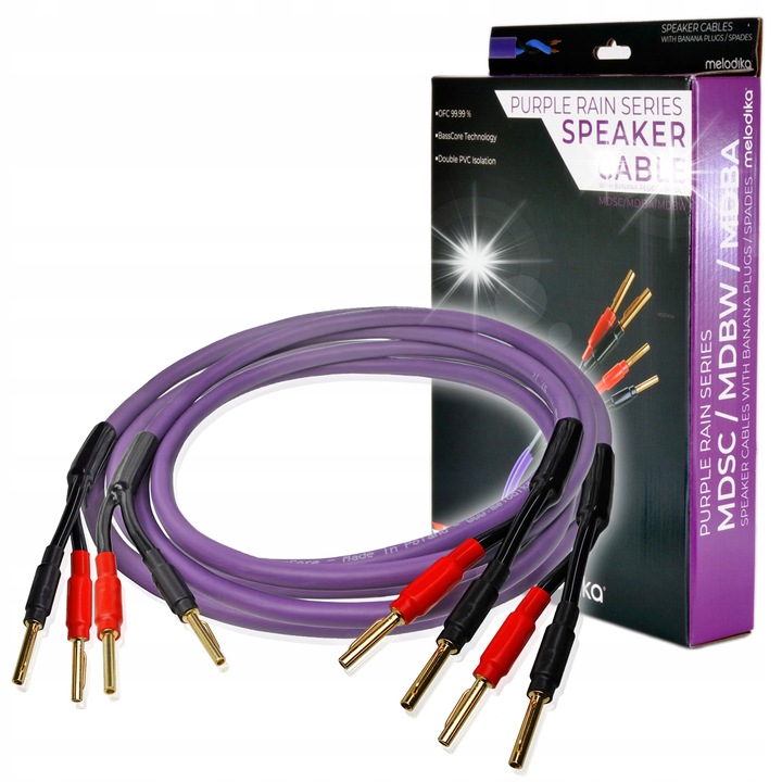 Set cabluri audio Melodika MDSC2510, 2x1m, 2x2.5mm2, cu conectori banana, tehnologie BassCore