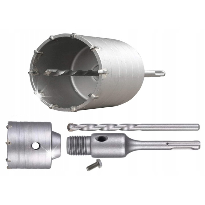 Set otvornice 90mm, DRL, 4 piese, adaptor SDS PLUS 170mm, pentru beton, 50mm adancime de forare