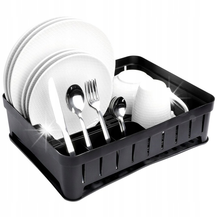 Scurgator vase Vilde, doua niveluri, negru, 39,8x31x12cm