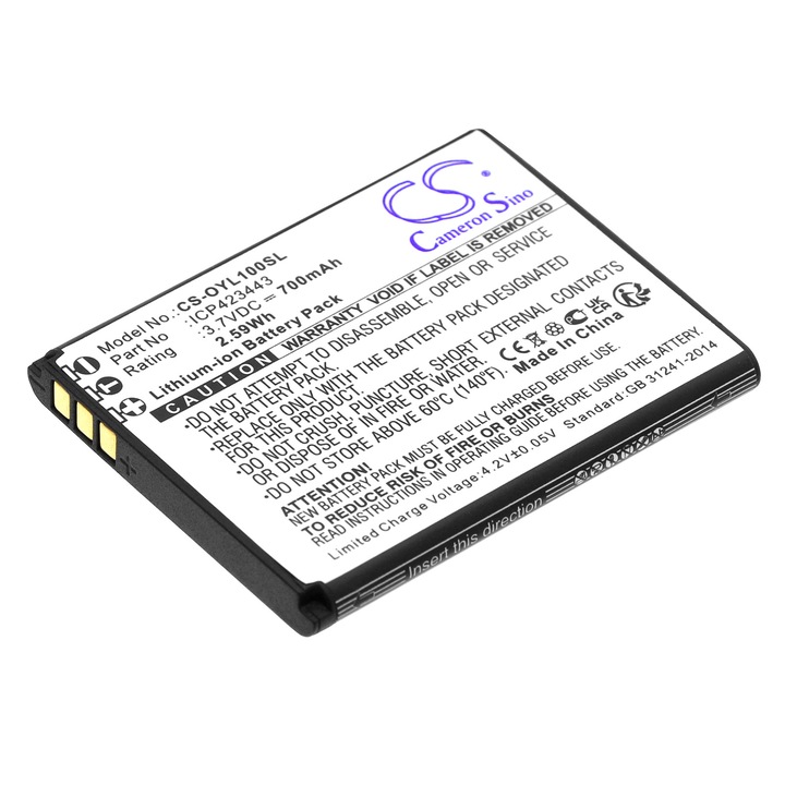 Li-ion mobil akkumulátor 700mAh, Cameron Sino, fekete, 47.10x36.75x4.60mm