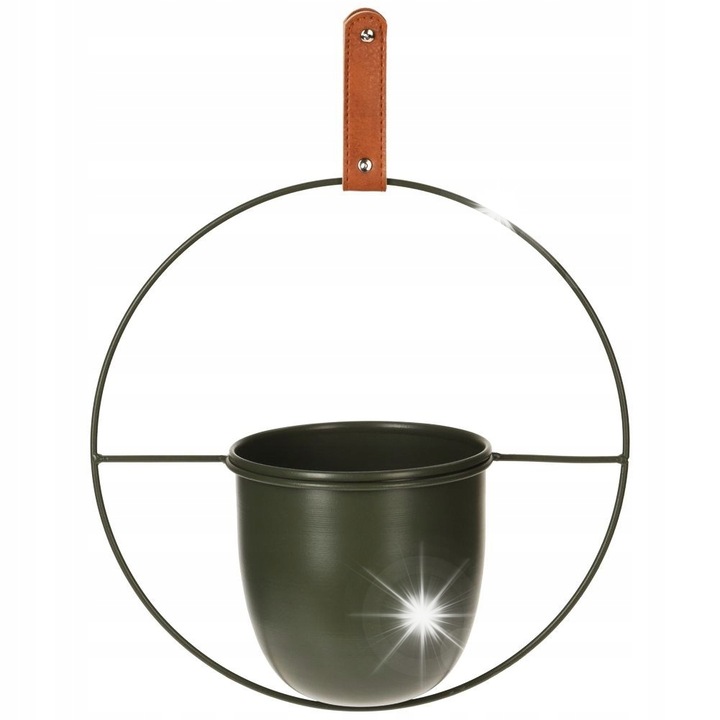 Suport metalic pentru ghiveci suspendat, Home Styling Collection, verde, 30x15x30cm